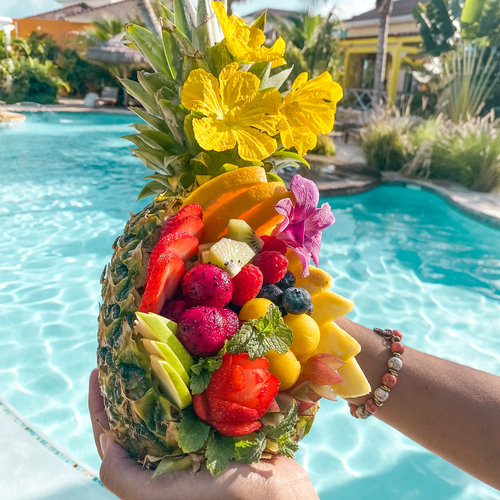 Pineapple bowl with fresh fruits