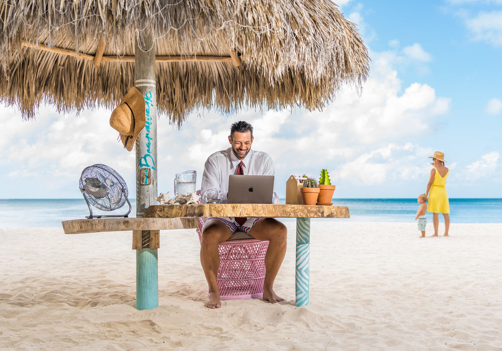 Workation station on Palm Beach Aruba at Boardwalk Boutique Hotel