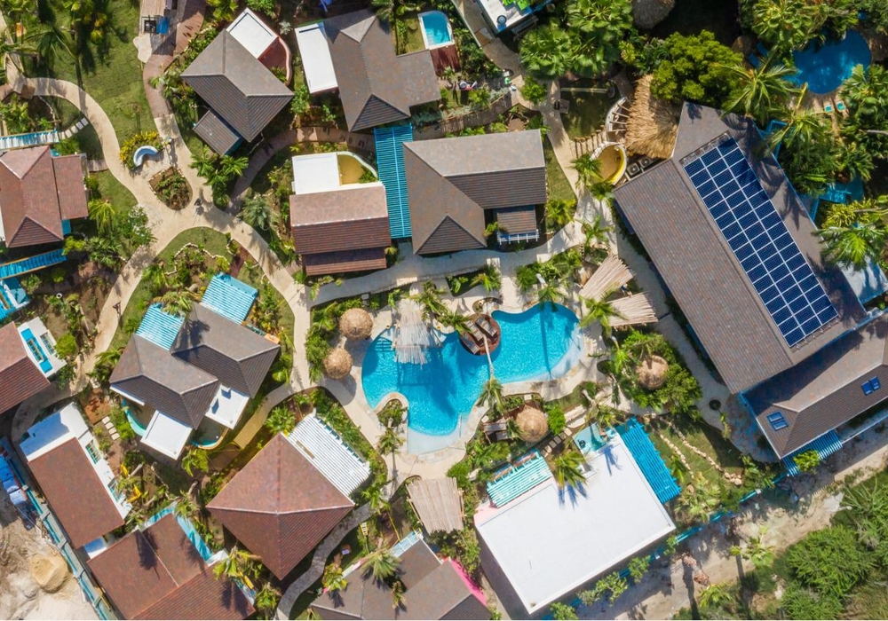 Aerial shot of solar pannels