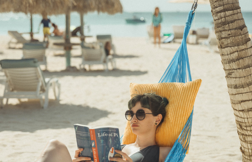 girl in hammock on beach 