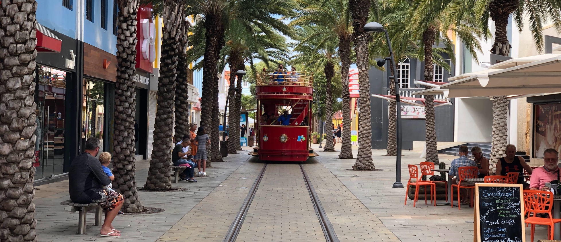 Tram in the main street of Aruba