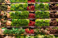 Vegetable display in supermarket