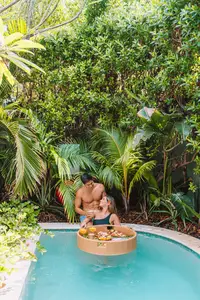 Floating breakfast experience at Boardwalk Boutique Hotel Aruba Palm Beach