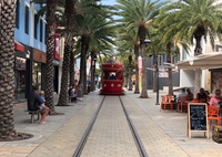 Tram in the main street of Aruba